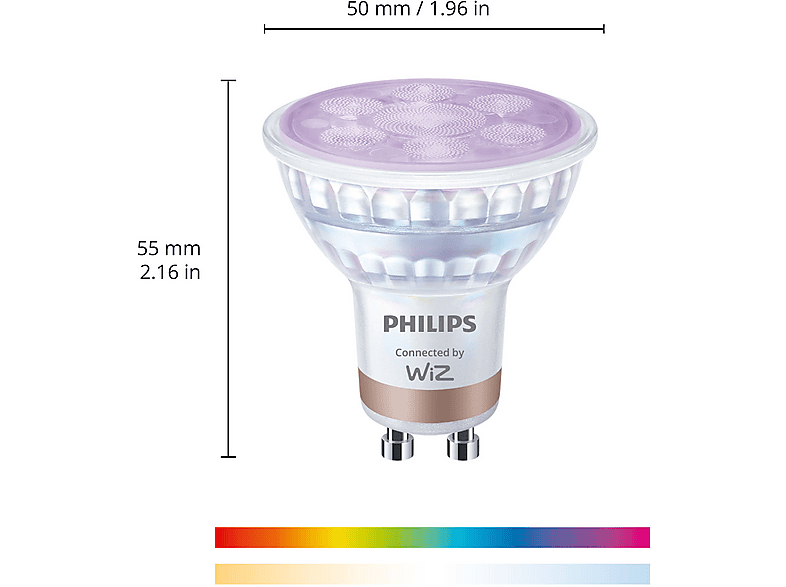 Thumbnail - PHILIPS GU10 Tunable White & Color 60W Glas Smart LED 2200 - 6500 (RGB)