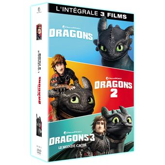 Un coffret DVD du film d'animation "Dragons". La boîte présente des illustrations de personnages et du texte.
