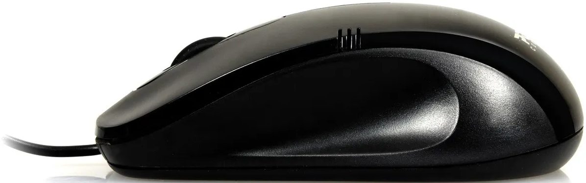 Mouse per computer nero con un filo.