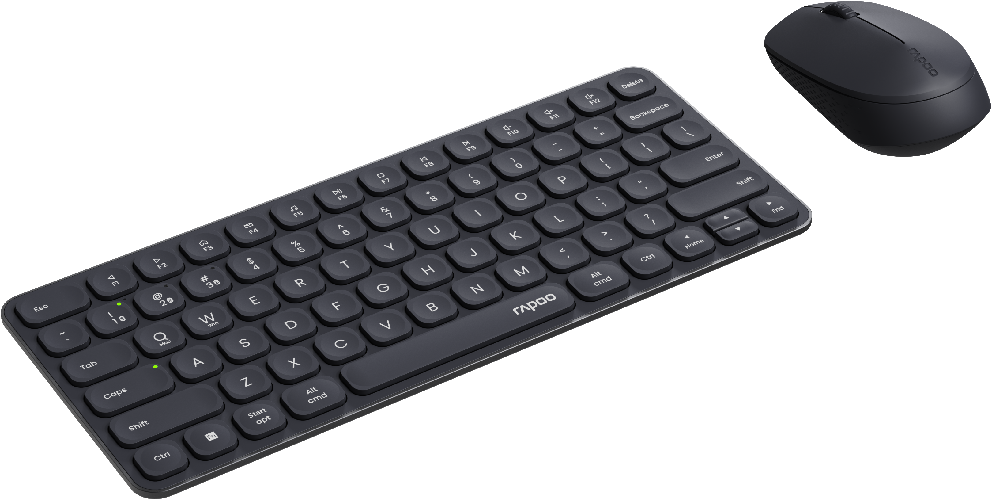 RAPOO 9010M vezeték nélküli billentyűzet+egér szett, 2,4 GHz+Bluetooth, Magyar kiosztás, sötétszürke (228072)