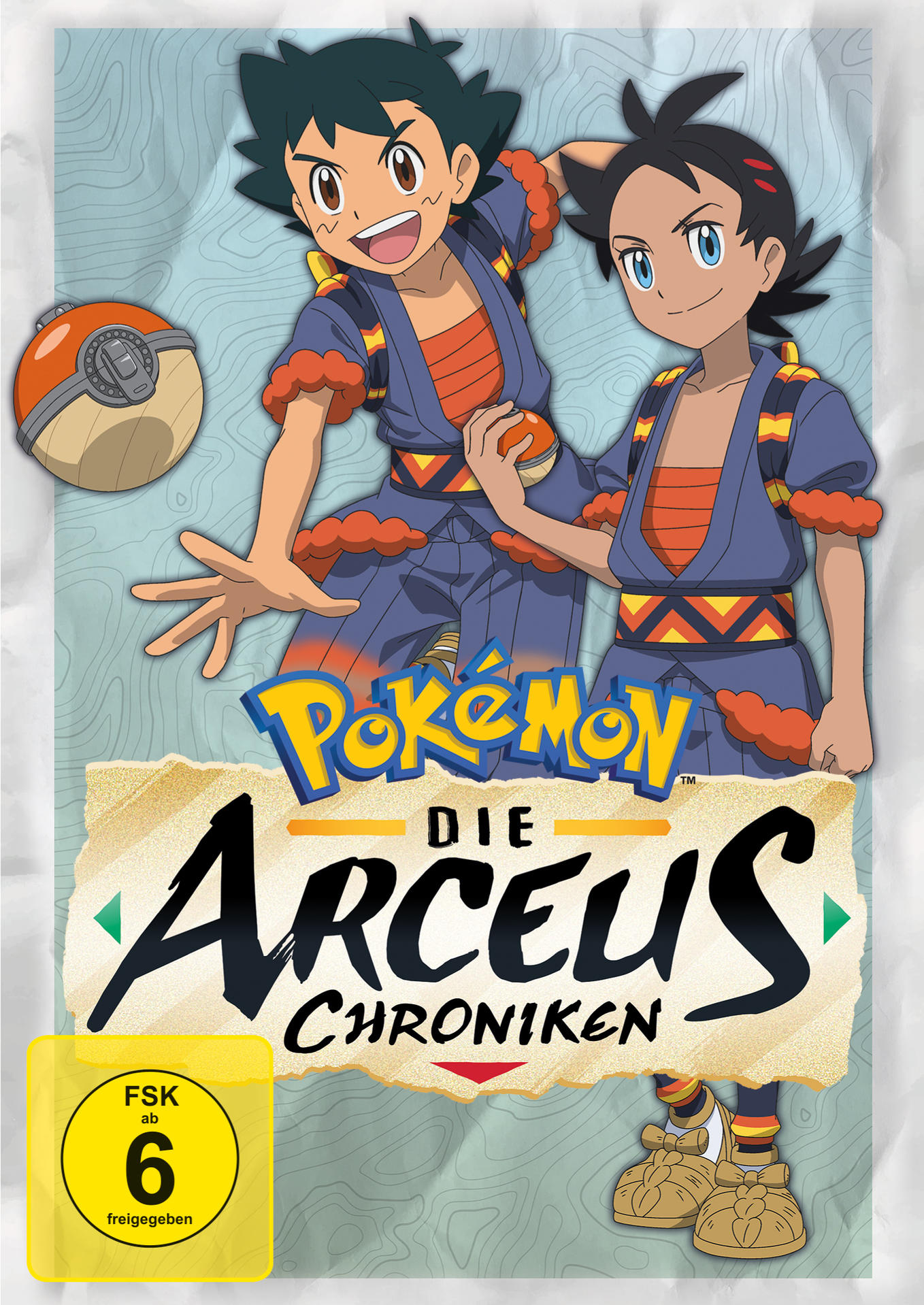 Cartoon-Cover von Pokémon: Arceus Chronicles. Zwei Charaktere sind mit dem Titel versehen.