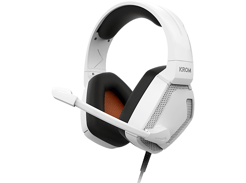 Auriculares gaming - Krom Kopa Pro, Diadema, 50 mm, Diadema ajustable y ligera, Blanco