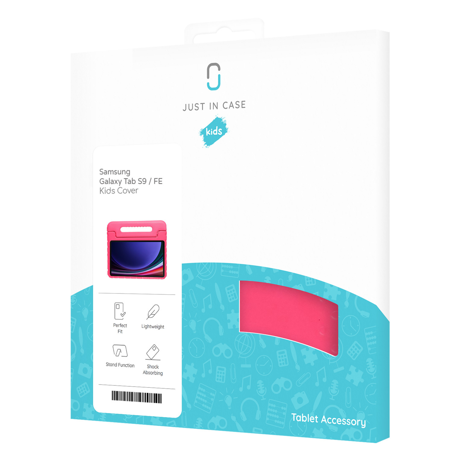 A tablet cover box with a pink tablet case.