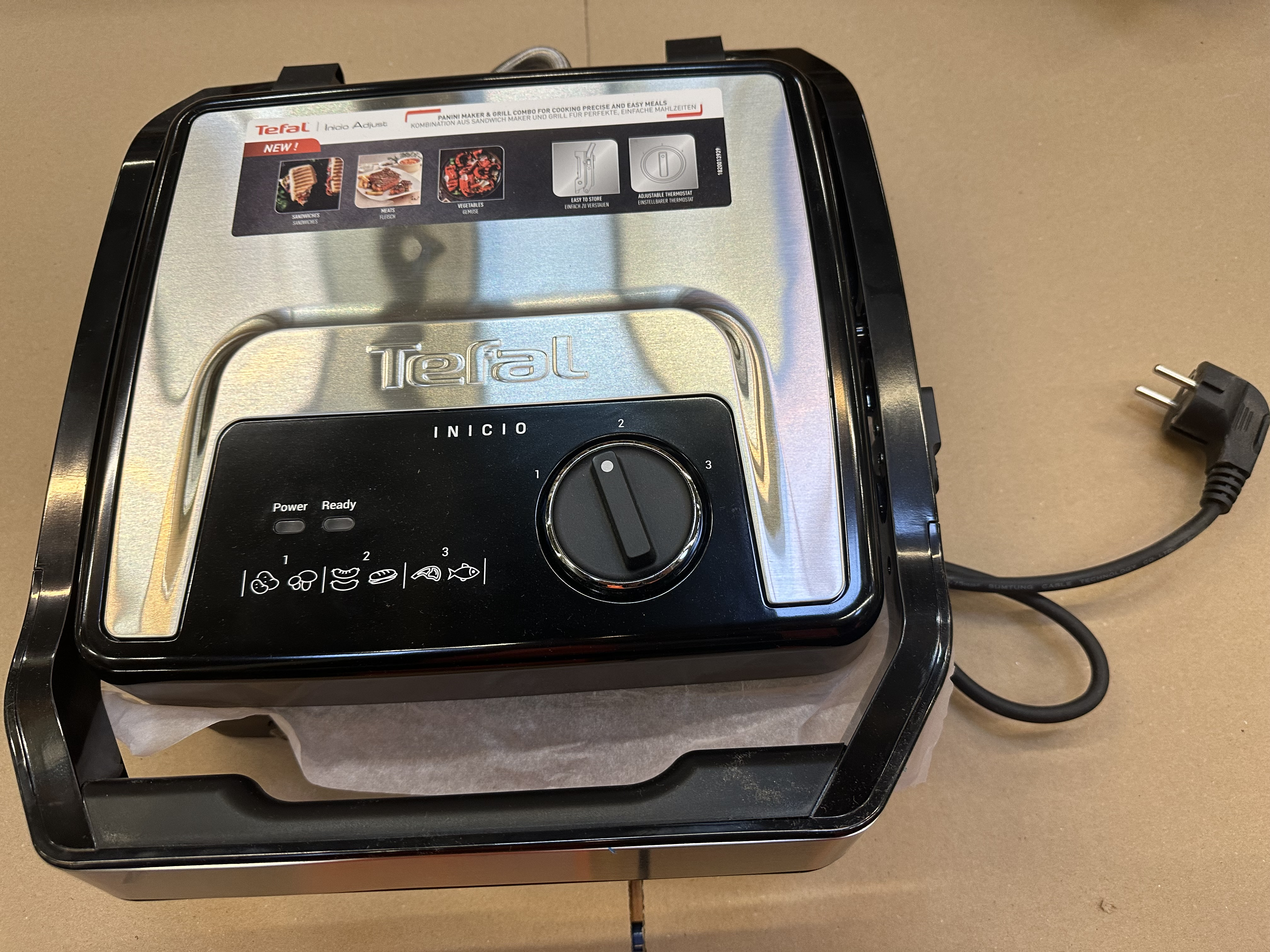 OUTLET - Grill TEFAL GC272D10 INICIO ADJUST RELIFT Srebrno-czarny 2000 W