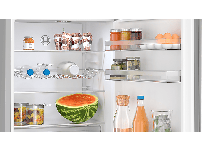 BOSCH KGN 362 LBF Serie 4 Kühlgefrierkombination (B, 321 l, 1860 mm hoch, Metall-Optik)