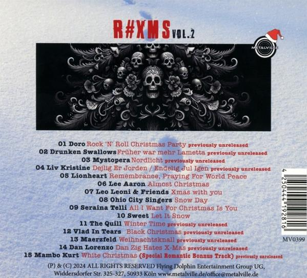 CD-Cover mit Totenkopf-Artwork und Titelliste, Text in Weiß und Rot.