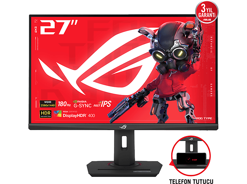 ASUS Rog Strix XG27ACS 27 inç QHD 2K 180Hz 1ms Freesync/G-Sync Fast IPS Gaming Monitör Siyah