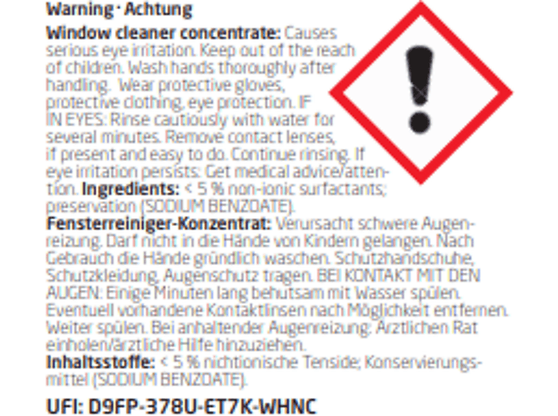 Koenic KCLG500 Fensterreiniger-Konzentrat mit Abperleffekt, für die maschinelle und manuelle Anwendung geeignet; Fensterreinigungskonzentrat — Foto 2 von 2