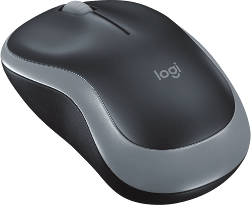 Egy fekete-szürke Logitech vezeték nélküli számítógépes egér.
