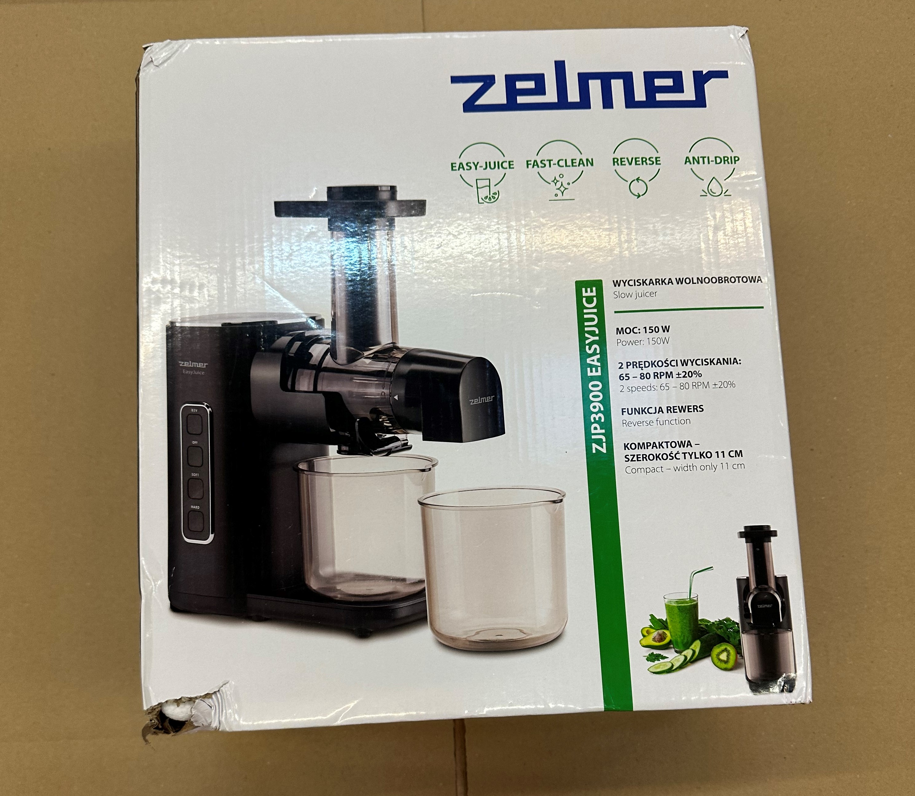 OUTLET - Wyciskarka wolnoobrotowa ZELMER ZJP3900 EasyJuice