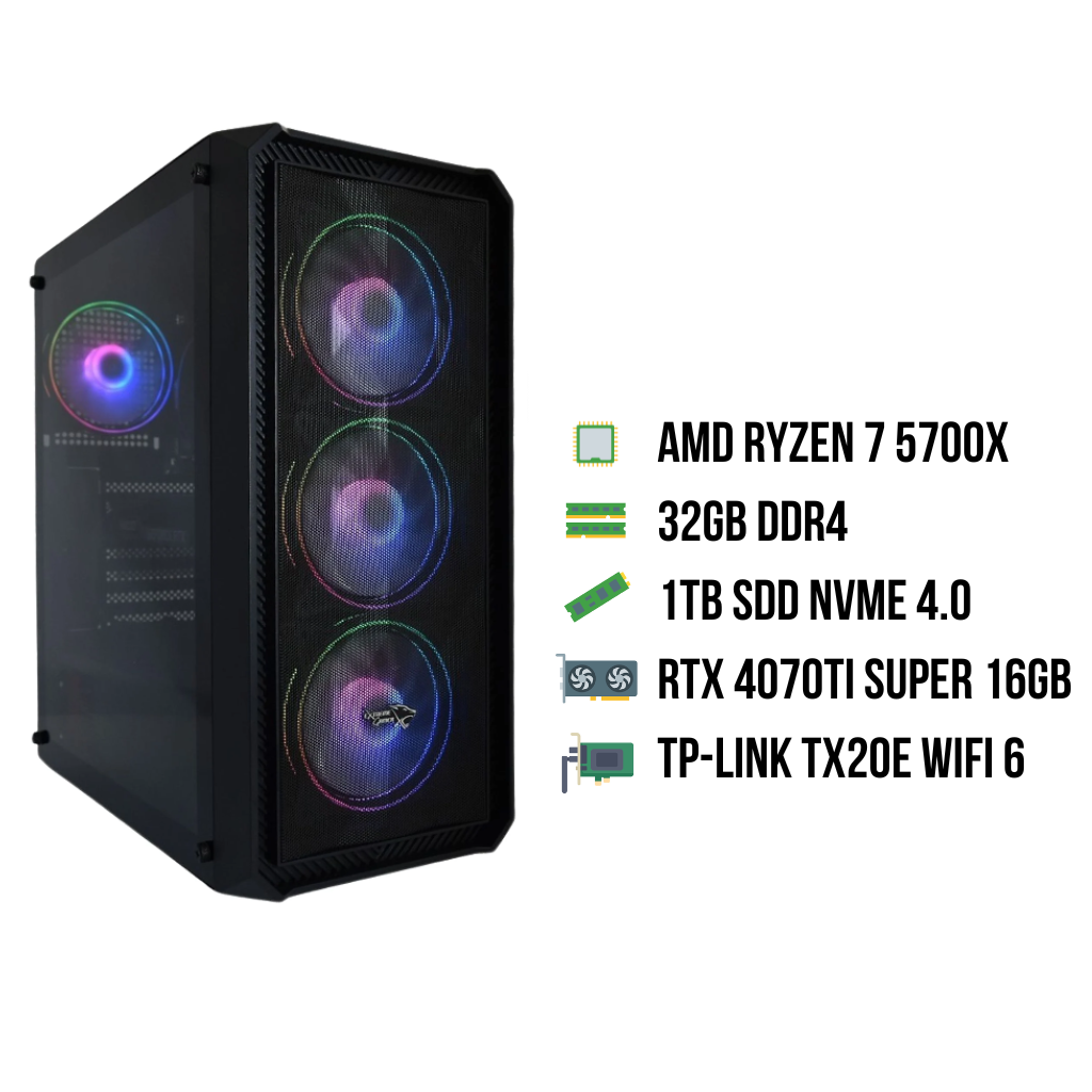 EXTREMEGAMER Classic Level 5 - AMD Ryzen 7 5700X - 32 GB - 1 TB - GeForce RTX 4070 Ti Super - Win 11 Home