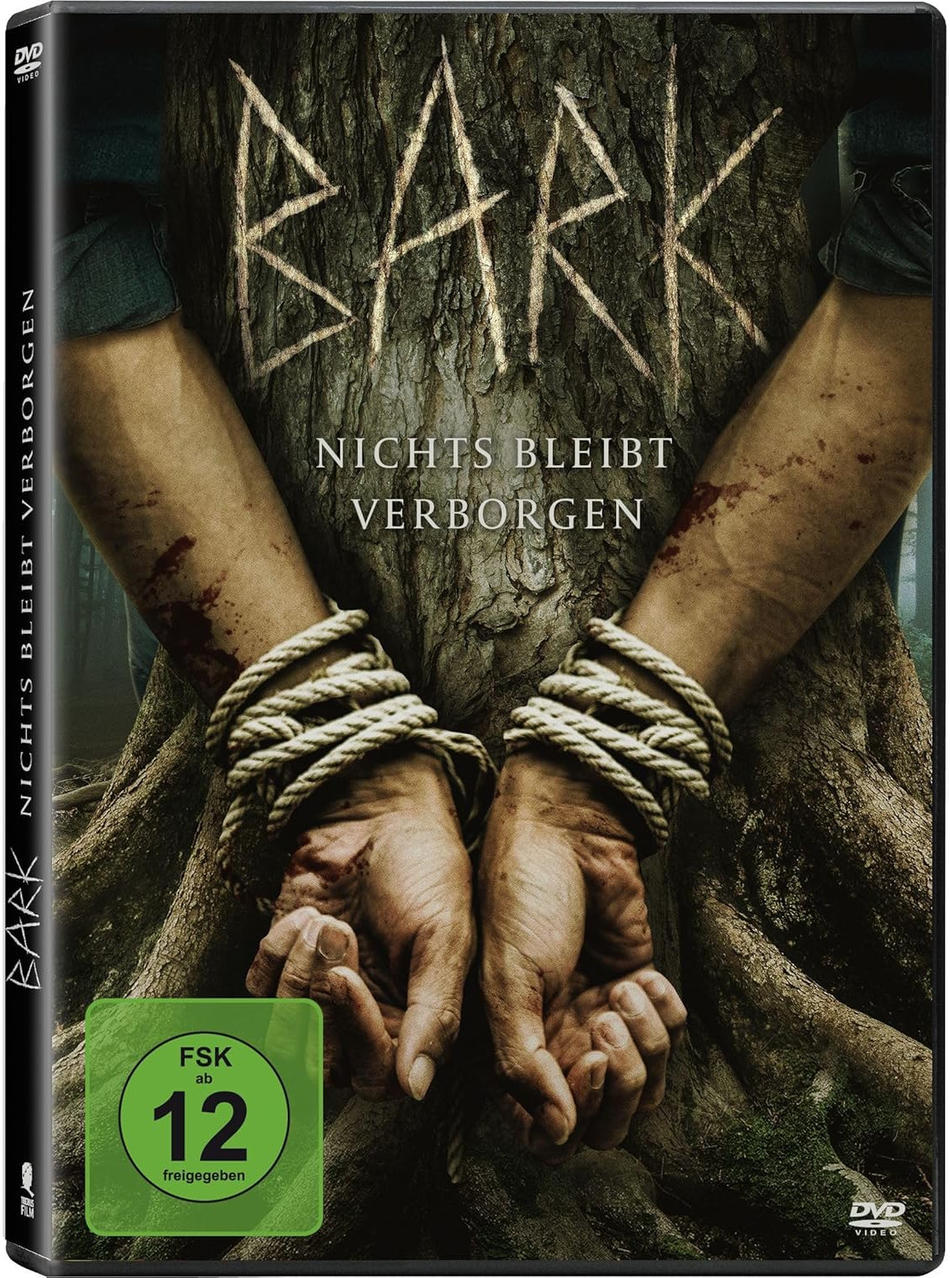 Filmcover: An Baum gebundene Hände mit BARK-Titel. Dunkel und dramatisch, mit Text.