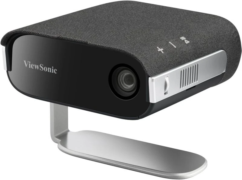 ViewSonic projektor állványon, ívelt dizájnnal.