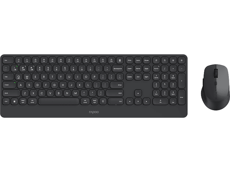 RAPOO 9390M, Tastatur+ Maus, Kabellos, Dunkelgrau