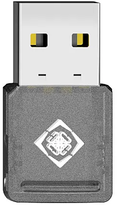 Adattatore USB wireless grigio con un logo.