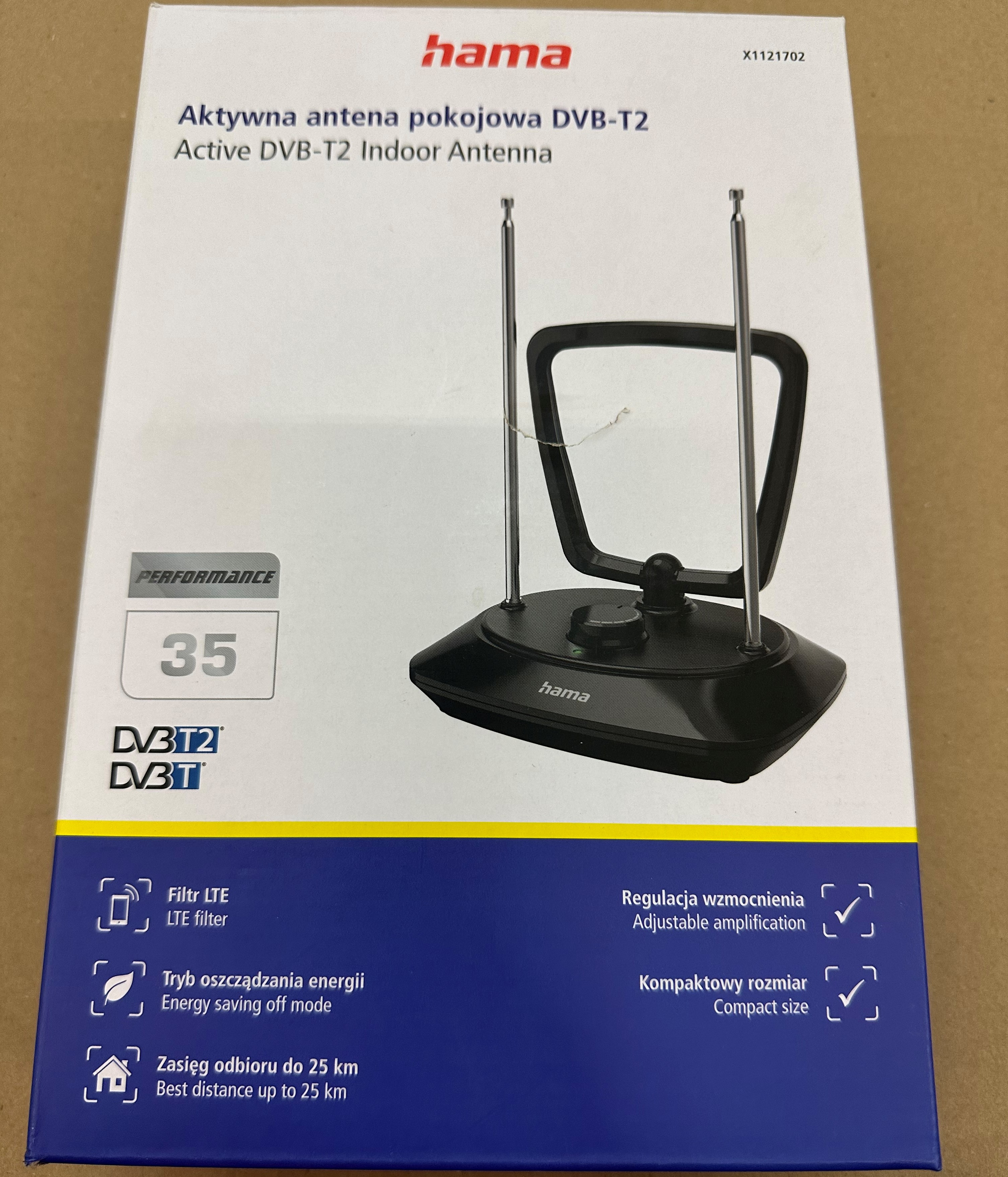 OUTLET - Antena pokojowa HAMA DVB-T2 35 RI-3 X1121702
