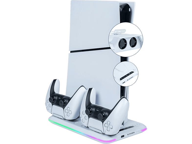 Vertical Stand with Cooling Fan and Charging Dock for PS5 Slim