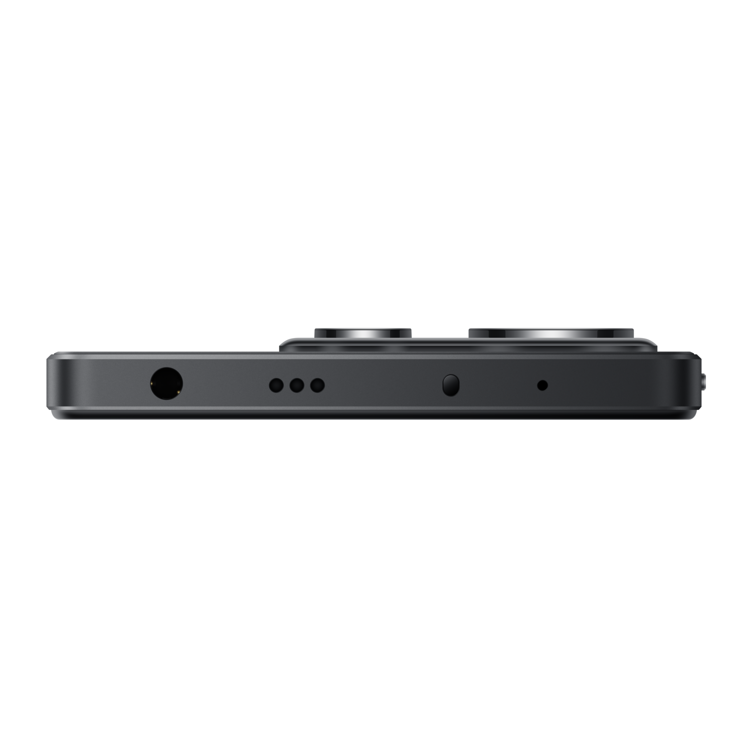 Black phone's bottom edge with charging port, microphone, and speaker holes.