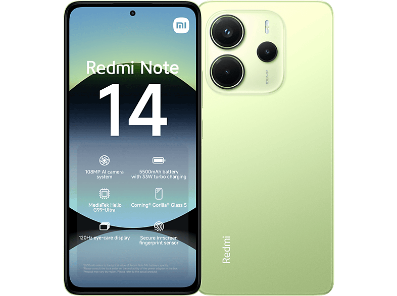 XIAOMI Redmi Note 14 | 4G - 256GB - Lime Groen - 256 GB Groen