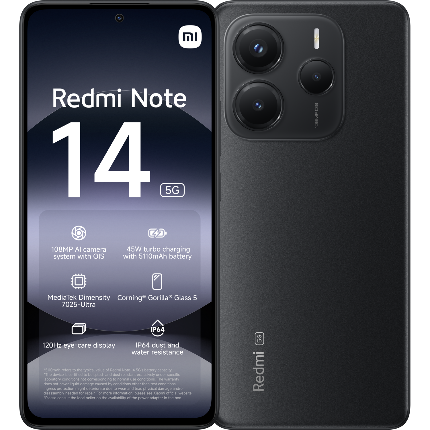 XIAOMI Redmi Note 14 | 5G - 256GB - Midnight Zwart - 256 GB Zwart