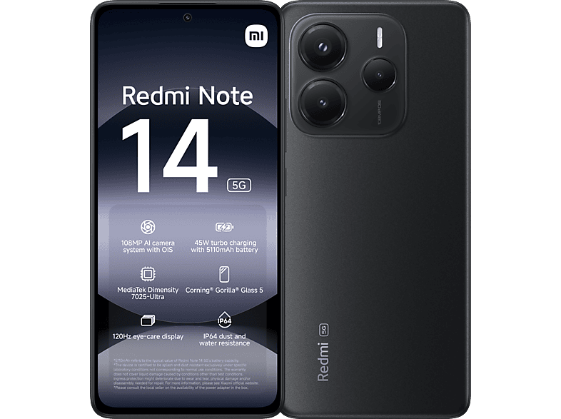 XIAOMI Redmi Note 14 | 5G - 256GB - Midnight Zwart - 256 GB Zwart