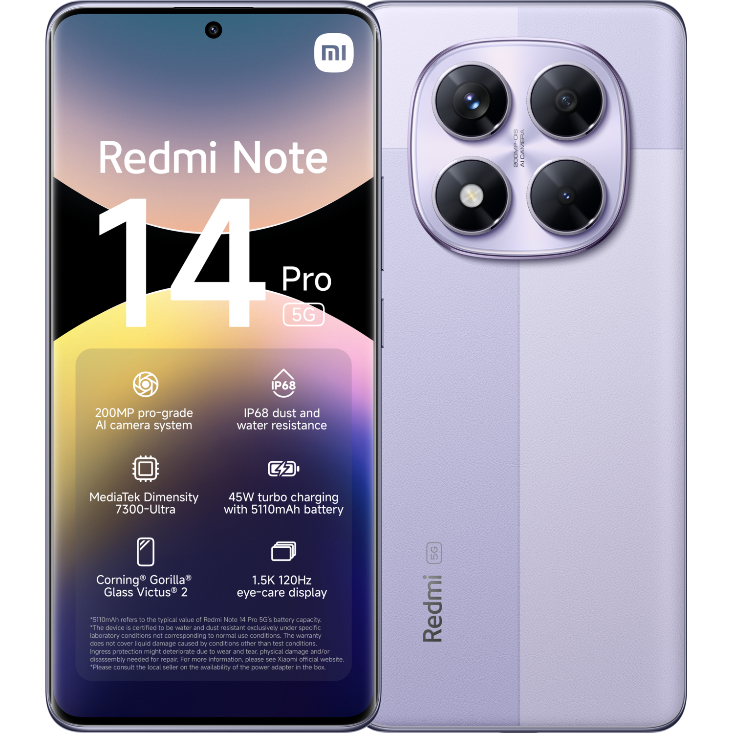 Xiaomi Redmi Note 14 Pro -5g - 256gb Lavender Paars 256 Gb afbeelding