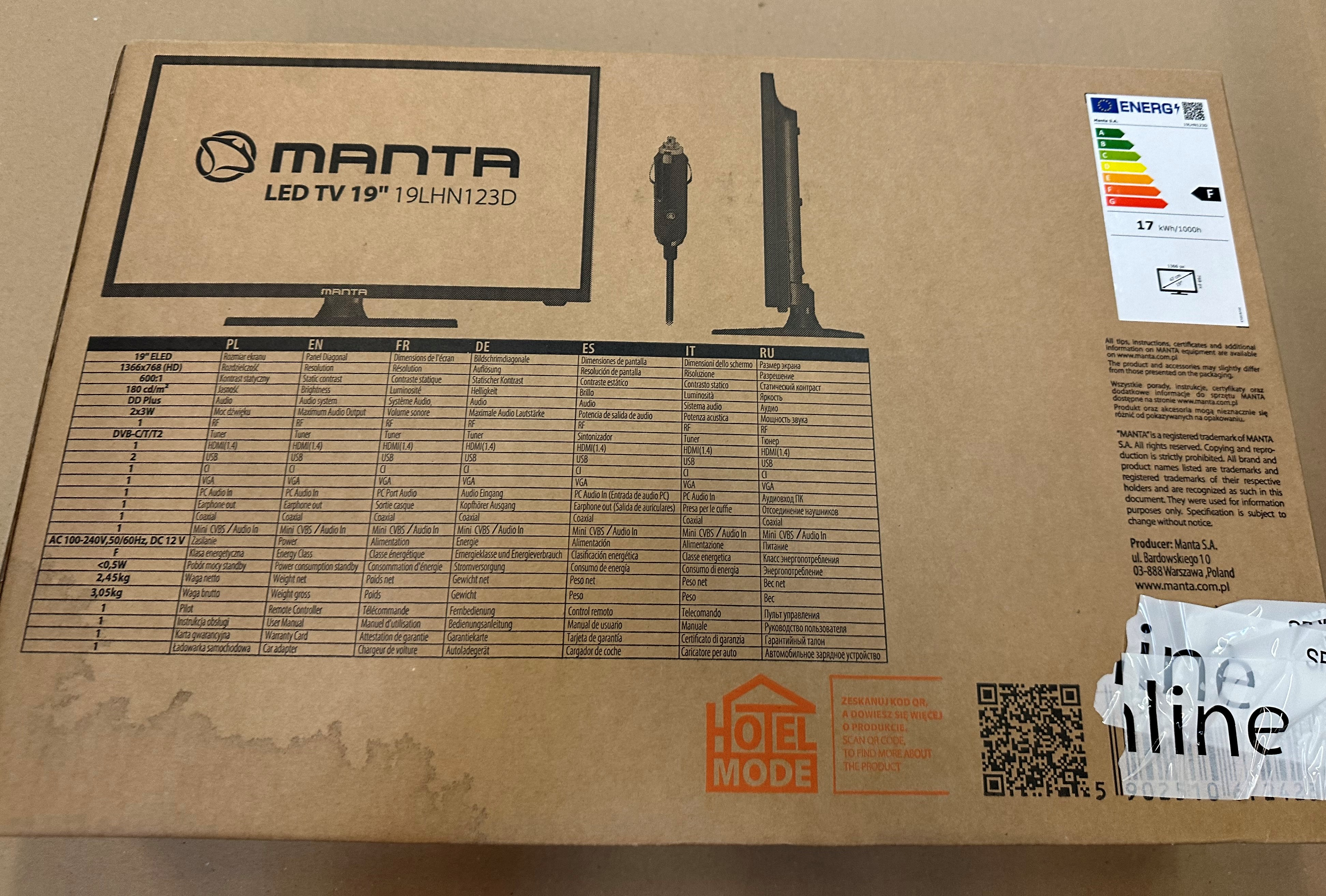 OUTLET - Telewizor MANTA 19LHN123D 19"