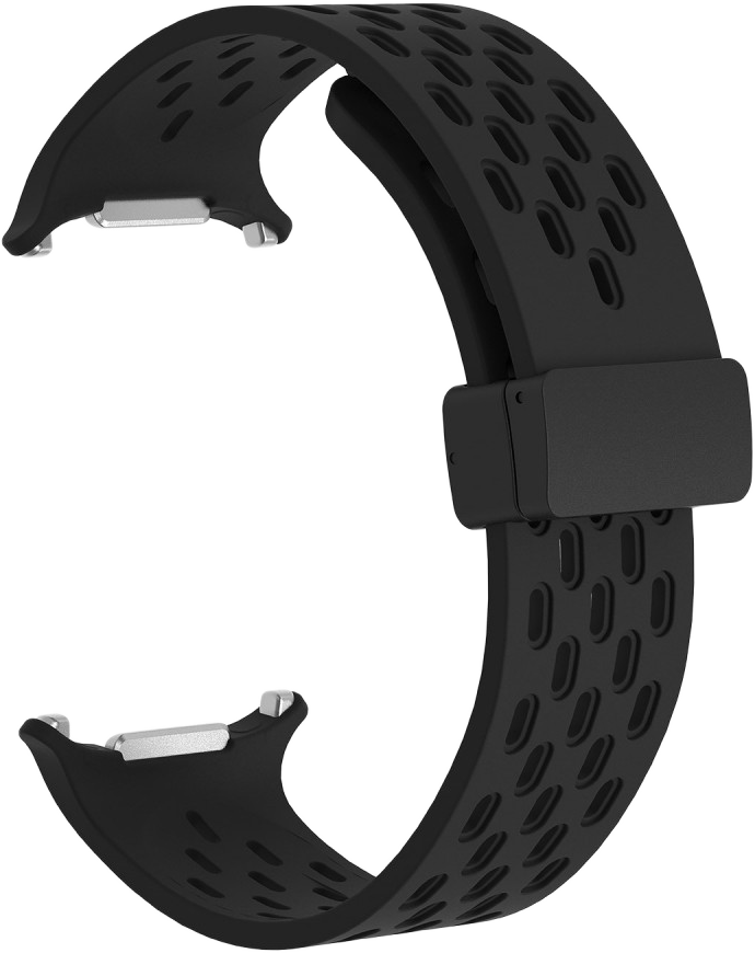 CELLECT Galaxy Watch7 Ultra lyukacsos mágneses szilikon óraszíj, 24mm, fekete (STRAPPWATCH7U-BK)