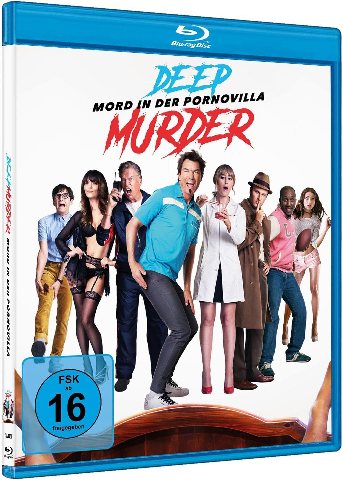 DVD-Cover von 'Deep Murder' mit einer Gruppe von Leuten, eine blaue Disc.