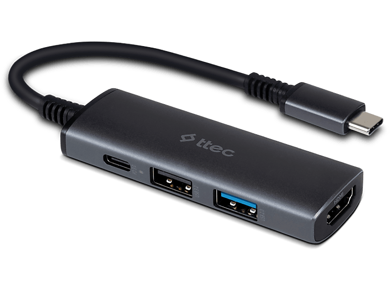 TTEC 4 Port USB-C 3.2 USB-C 100W PD 3.0 4K HDMI USB-A 3.2 USB-A 2.0 (MacBook Uyumlu) Hub/Çoklayıcı Siyah