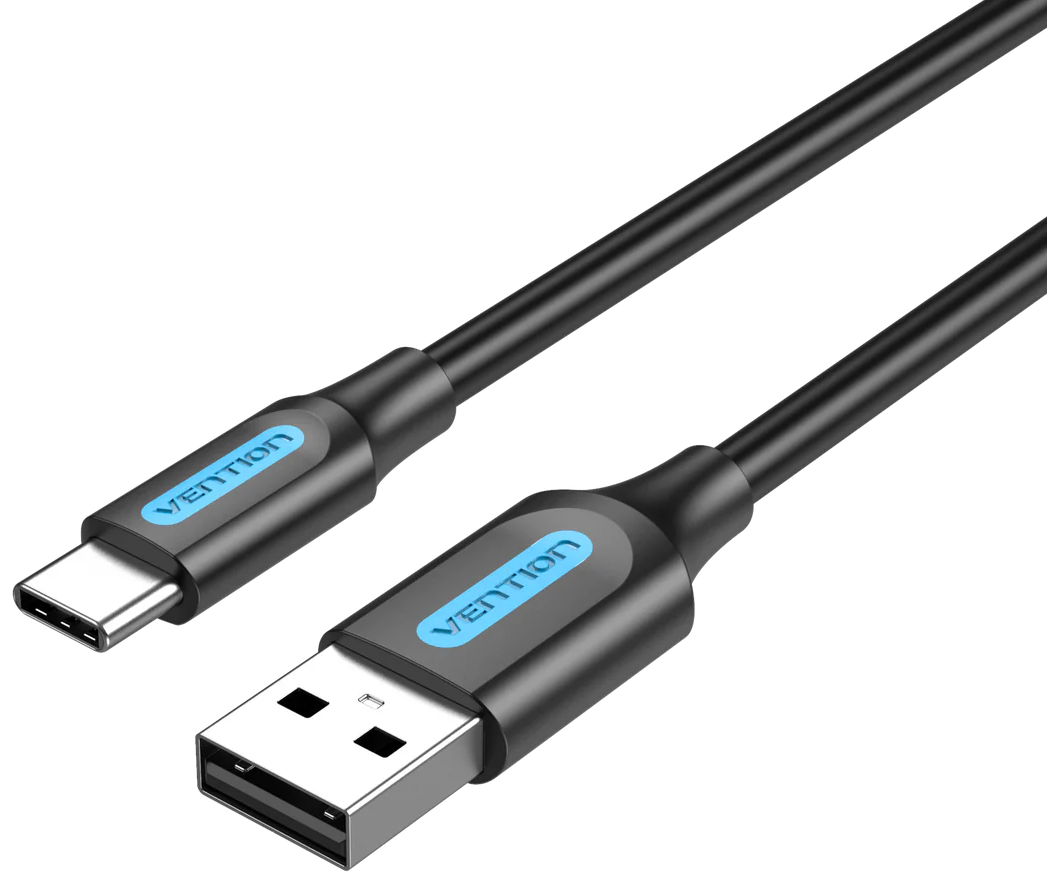 VENTION adat és töltőkábel, USB-A 2.0/M - USB-C/M, 1,5m, 3A, fekete (COKBG)