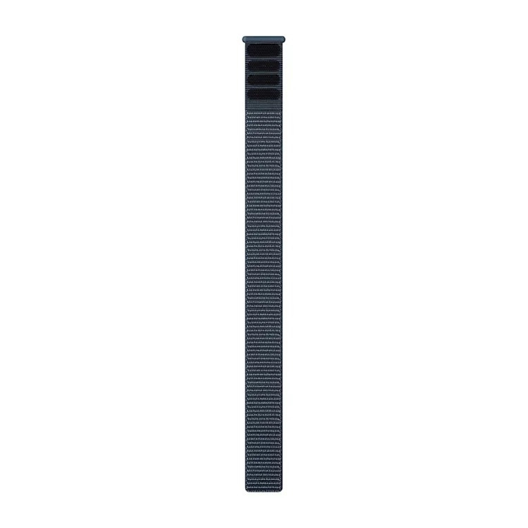 Uhrenarmband. Dunkelblau, vertikal, mit strukturiertem Muster. Weißer Hintergrund.