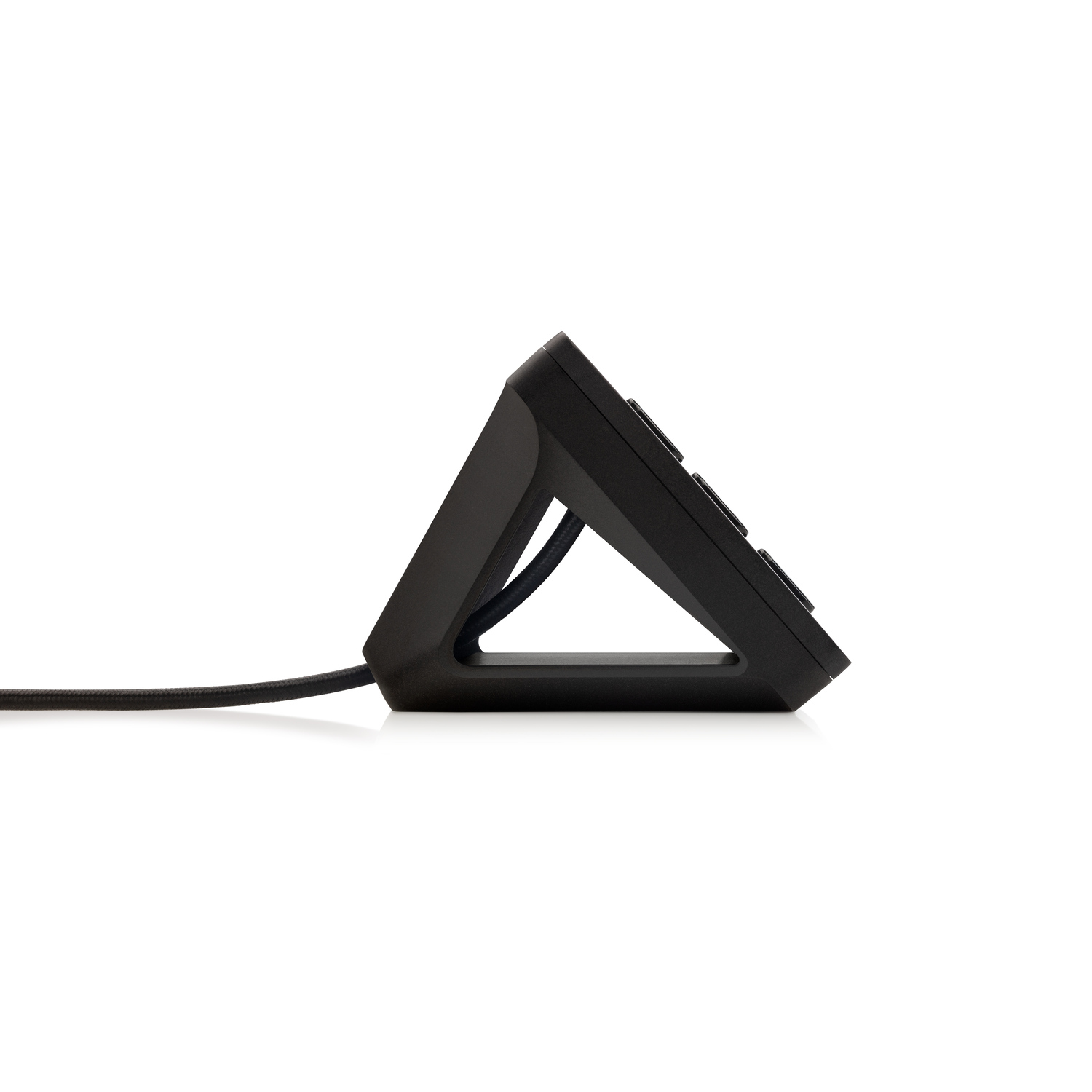 Black control panel. It has a triangular shape with buttons. Includes a cable.