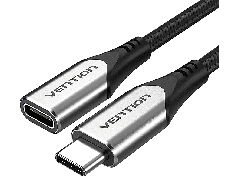 VENTION hosszabbító adat és töltőkábel, USB-C 3.1/M - 3.1/F, 0,5m, szövet, fekete (TABHD)