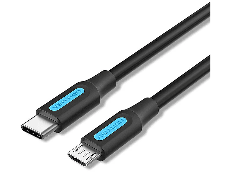 VENTION adat és töltőkábel, USB-C 2.0/M - Micro B/M, 0,5m,2A, fekete (COVBD)