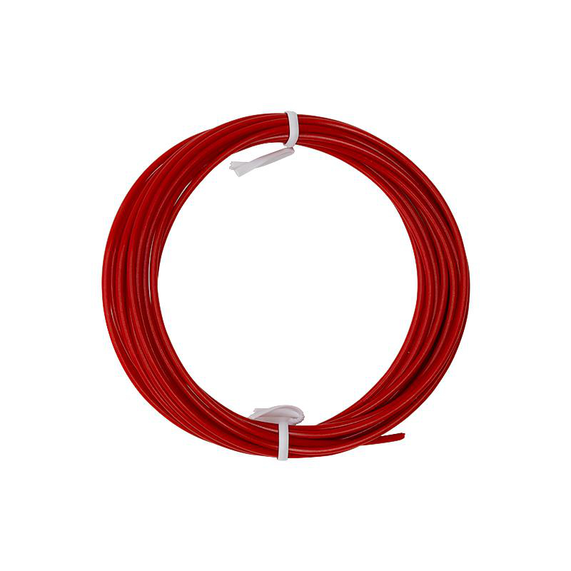 Gewickeltes rotes Kunststofffilament für 3D-Druck, weiße Bindung.