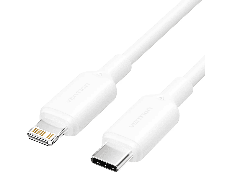 VENTION adat és töltőkábel, USB-C 2.0 - Lightning,3A, 1m, fehér (LAKWF)