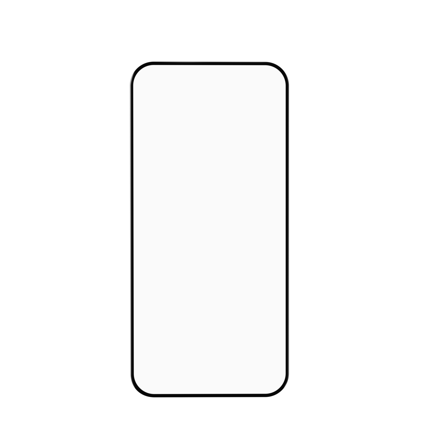 Een smartphonescherm op een zwarte achtergrond. Het scherm is zwart.