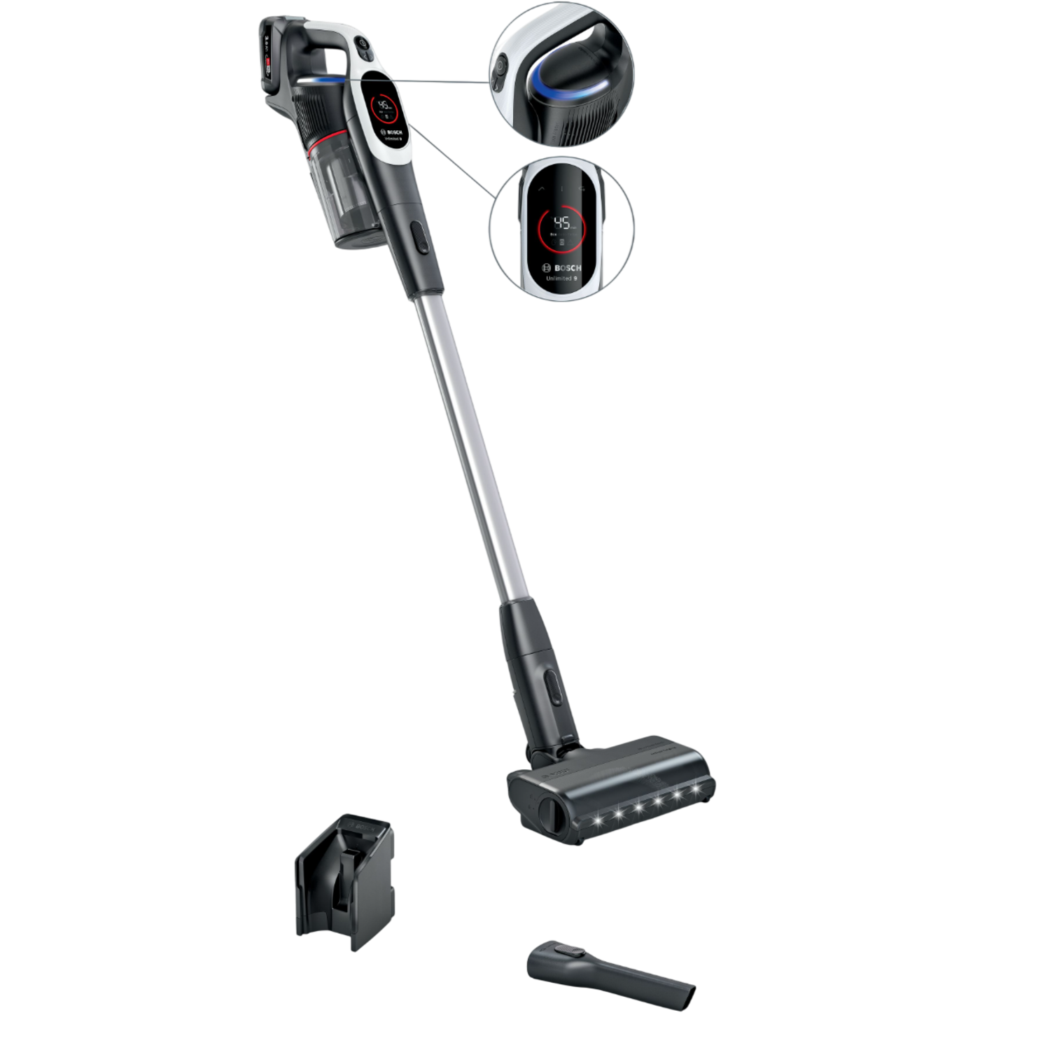 Bosch Bcs931wba Unlimited 9 Steelstofzuiger Incl. Kruimelzuiger Wit afbeelding