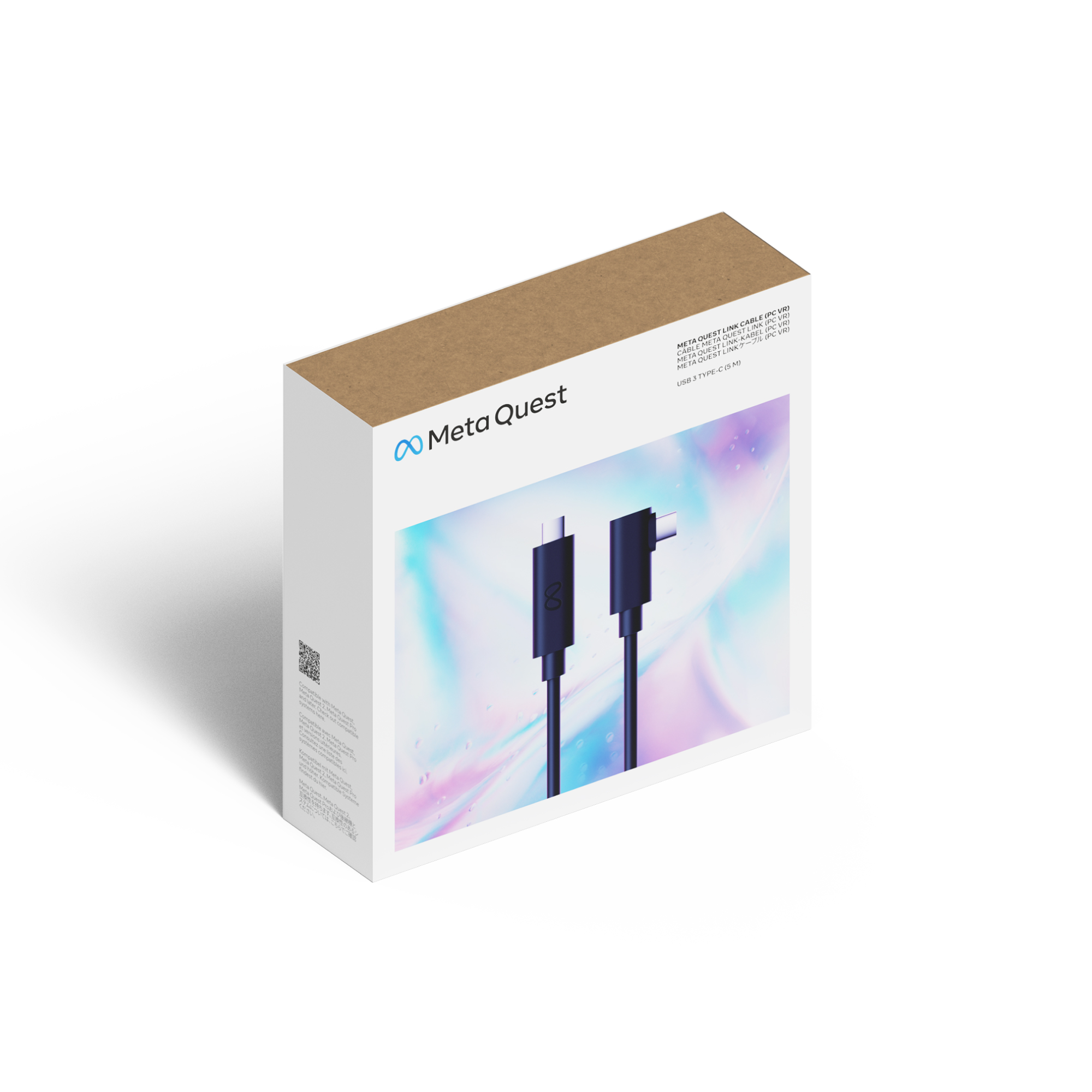 Eine weiße und braune Schachtel mit einem USB-Kabel.