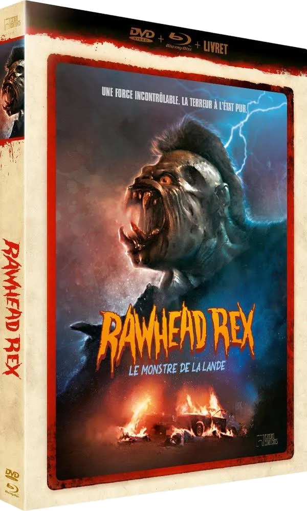 DVD case with a monster image and 'Rawhead Rex' title in front of a dark background.