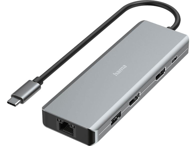 HAMA HM.200142 USB-C-Hub,9 Ports, 2x HDMI,USB-A,USB-C,LAN USB Hub Gri