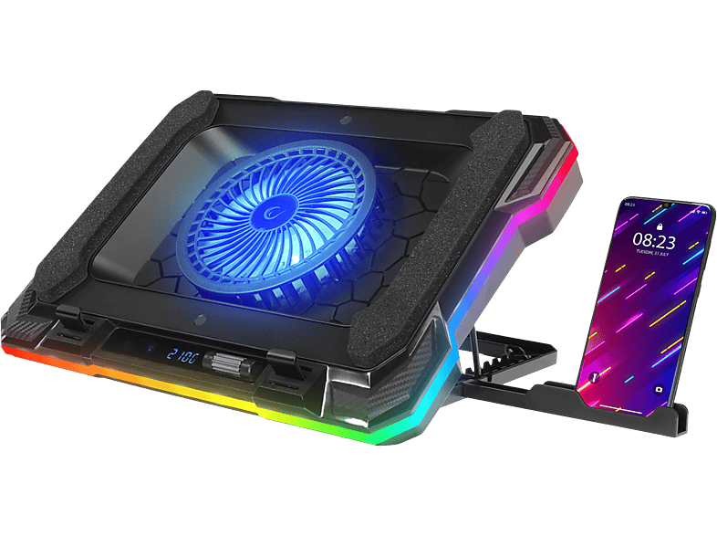 RAMPAGE S49 Cyclone 10 Mode RGB 100*100mm 1 Fanlı 14-19 inç LED Ekranlı Notebook Soğutucu Stand Siyah