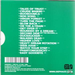 Zöld album borító fehér szöveggel, amely a dalcímeket sorolja fel. Tartalmazza a zenekar nevét és a weboldalt.