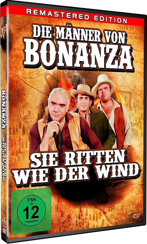 DVD-Hülle von 'Die Männer von Bonanza' mit Schauspielern in einer Western-Szene, deutscher Text.