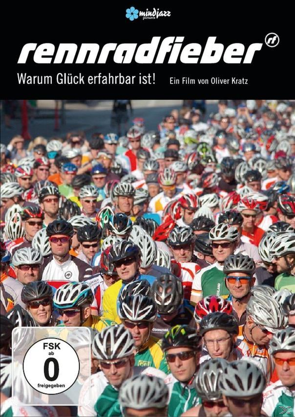 Ein DVD-Cover mit einer Menge Radfahrer, Text und dem Titel Rennradfieber.