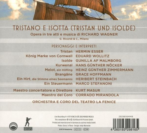 Rückseite einer CD-Hülle mit Text. Enthält Namen der Darsteller, des Orchesters und des Operntitels.