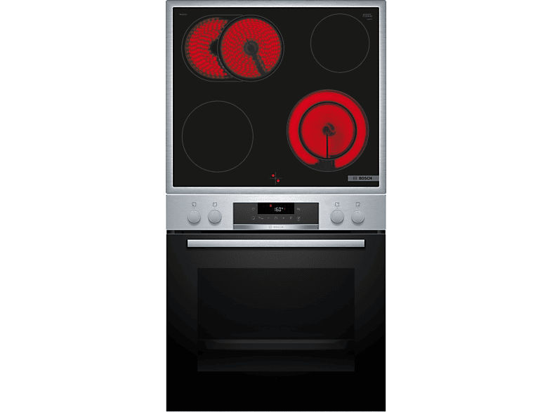 BOSCH HND271AS64 Serie 2/ Serie 4, Einbaubackofenset (Glaskeramikkochfeld, A+, 71 l)