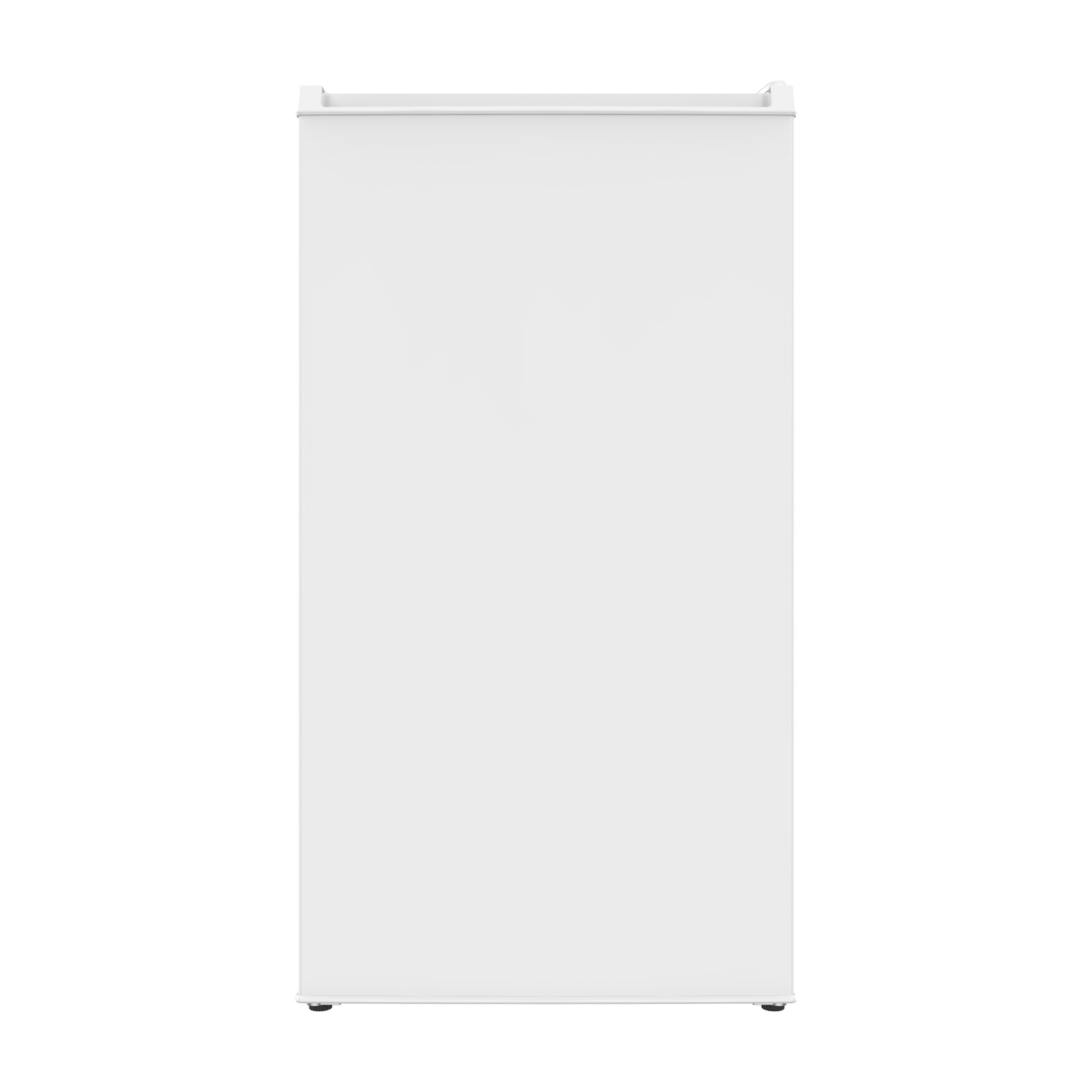 Un frigorifero bianco su sfondo bianco.