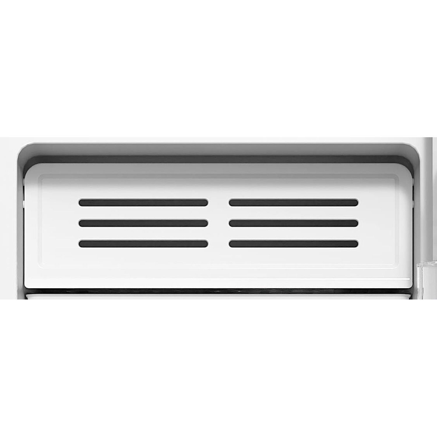 Elemento bianco con tre strisce nere orizzontali. Su sfondo bianco.
